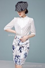 semipermaeble white stripe chiffon shirt