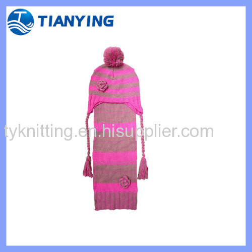 tianying cochet flower girls knitted set scarf and hat