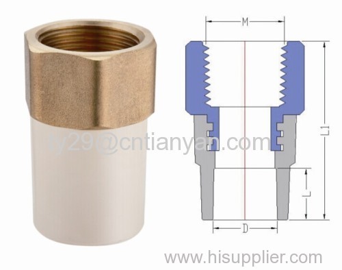 CPVC ASTM2846 standard water supply fittings(FEMALE FOUPING COPPER THREAD)