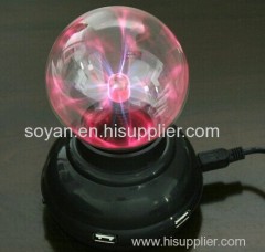 USB 4 ports HUB Plasma Ball Sphere Light Lamp Desktop Light Show