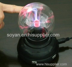 USB 4 ports HUB Plasma Ball Sphere Light Lamp Desktop Light Show