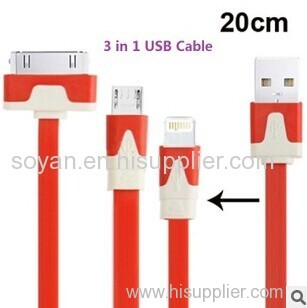 Flat 3 in 1 Cable Sync Data Charger Cable