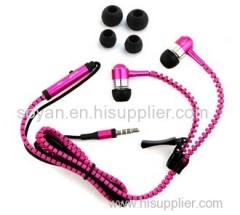 Metal Zipper Earphones with Mic