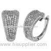 2012 shiny silver micro pave setting hoop earrings for female