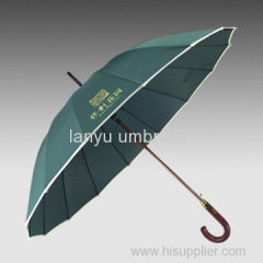 Automatic Open Straight Umbrellas Pongee Fabric China Biggest Factory Wooden Shaft and Handle