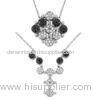 925 sterling silver diamond charm necklaces with black and crystal cz stones micro paved