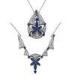 Ornate blue gemstones 925 sterling silver charm necklace of drop-shape
