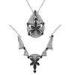Fashionable drop-shaped 925 sterling silver necklace with flower in the middle