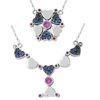 Colorful 925 sterling silver hexagon necklaces pendant of heart shape