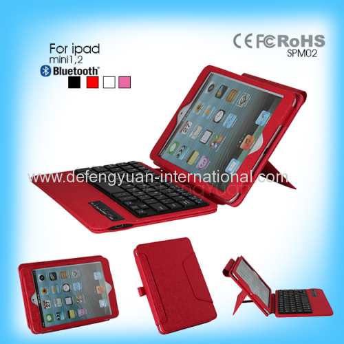 Fashionable convenient 2 in 1 Leather bluetooth keyboard for ipad mini