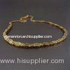 Thick yellow gold necklace jewelry with diamond inlaid for female