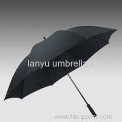 Straight Golf Umbrellas Customized Logos Aluminum Shaft Handle Windproof Fiber Frame Strong