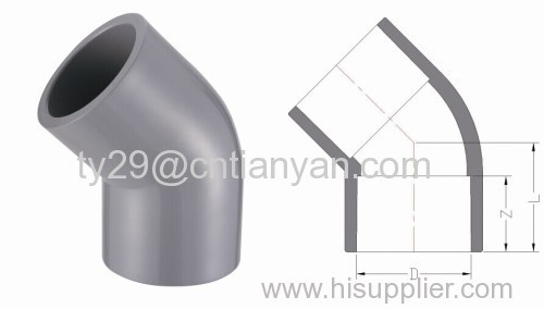 CPVC ASTM SCH80 standard water supply pipe fittings (45 DEG ELBOW)