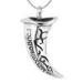 Engraved horn shape solid silver heavy rock punk pendants for unisex