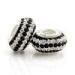 Custom Classical white black color men' s Round Sterling Silver Charm AAA crystals Loose Beads for w