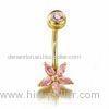 Hot selling fashion pink belly button female body piercing jewellery with oval cz stones