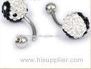 316L tattoo sliver body piercings jewellery navel rings with shiny crystal ball BJ58