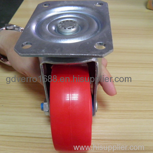 PP red 4 inch swivel caster with ball bearing