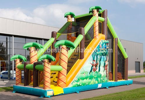 Inflatable jumping obstacle course jungle