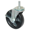 4 inches black nylon industrial casters with stem fitting and side brake