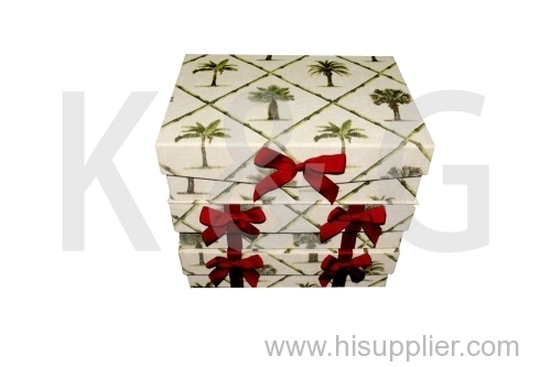 Coconut Tree Patterned Rectangle Flap Lid Box Set