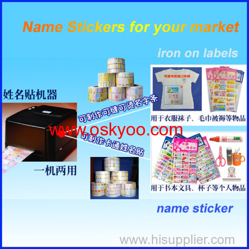 PVC waterproof kids Personalized Cartoon Name Stickers Labels Tsc Label Printer