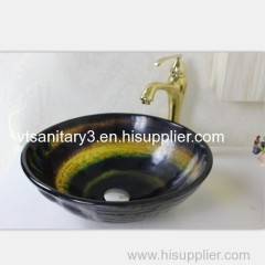 Pedestal glass basin pedestal tempered glass basin vanity