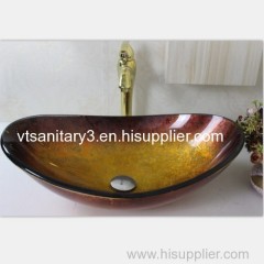 glass basin vanity with bathroom mirror