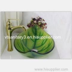 pedestal glass basin with glass mirror