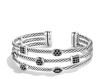 925 silver studded jewelry three row cuff bracelet