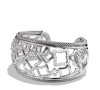 925 Sterling Silver Quatrefoil Wide Cuff with Diamonds Wide Tapestry Cuff Bracelet