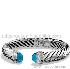 Sterling Silver Bracelet 10mm Blue Topaz Waverly Bracelet 925 Silver Imitation Brand Jewelry