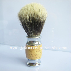 Wood handle metal base shaving brush set