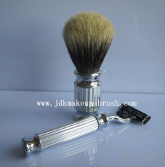 Old fashioned metal handle shaving brush set