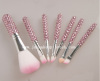 Gem handle makeup brush set pink