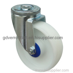 swivel white PP industrial casters with bolt hole fitting