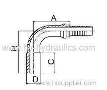 90 deg GB metric standpipe hydraulic hose fitting