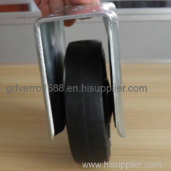 Fixed black elastic solid rubber casters