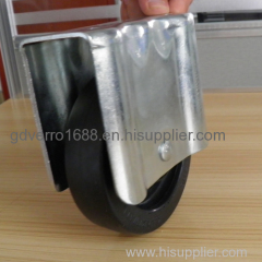 Fixed black elastic solid rubber casters