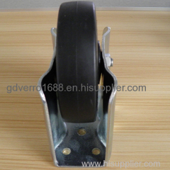 Fixed black elastic solid rubber casters