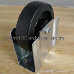 Fixed black elastic solid rubber casters