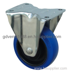 Fixed bracket elastic solid rubber casters