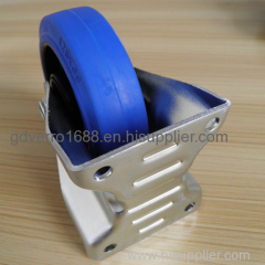 Fixed bracket elastic solid rubber casters