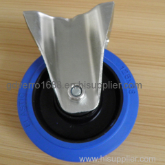 Fixed bracket elastic solid rubber casters