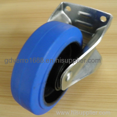 Fixed bracket elastic solid rubber casters