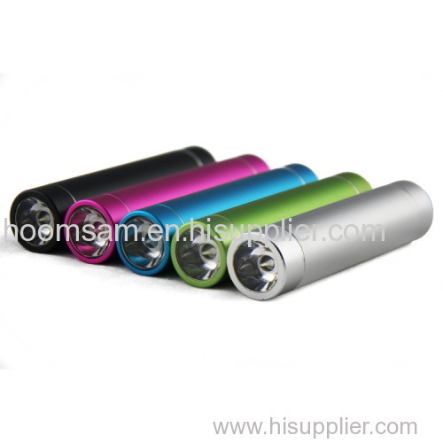 2600mAh Aluminum Power Bank with LED Flashlight