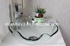 glass basin top with bathroom cabinet corner sink