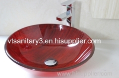 tempered glass basin with waterfall mixer glass sink with waterfall faucet