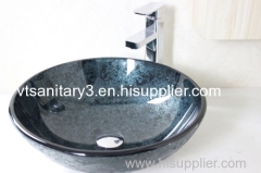 washing basin with bathroom faucet counter top glass basin