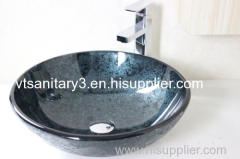 washing basin with bathroom faucet counter top glass basin